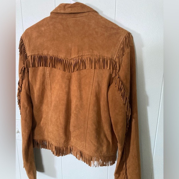 Lucky Brand women’s SZ M Tan Suede Fringe festival Jacket, western inspired - Picture 5 of 11